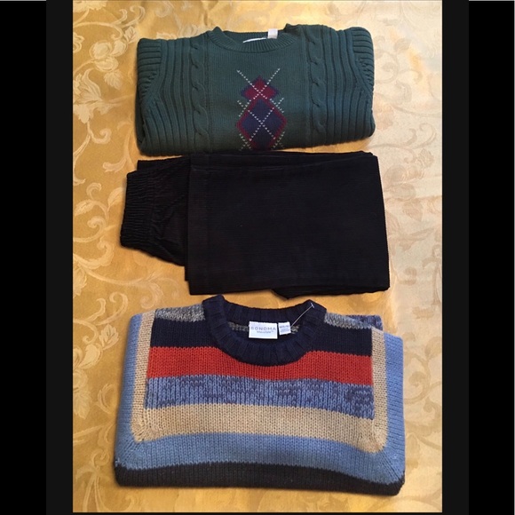 NWT SONOMA 3 Pieces Set: 1 Pants +2 Sweaters Boys Sz 5-6 - Picture 9 of 10